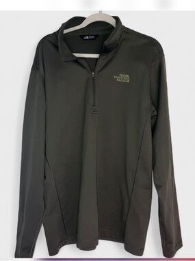 The North Face olive Green fleece lined quarter zip men’s pullover top Sz XL
